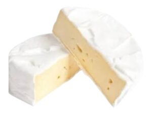 French Brie cheese with white edible rind