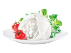 Fresh Italian Burrata cheese on a plate