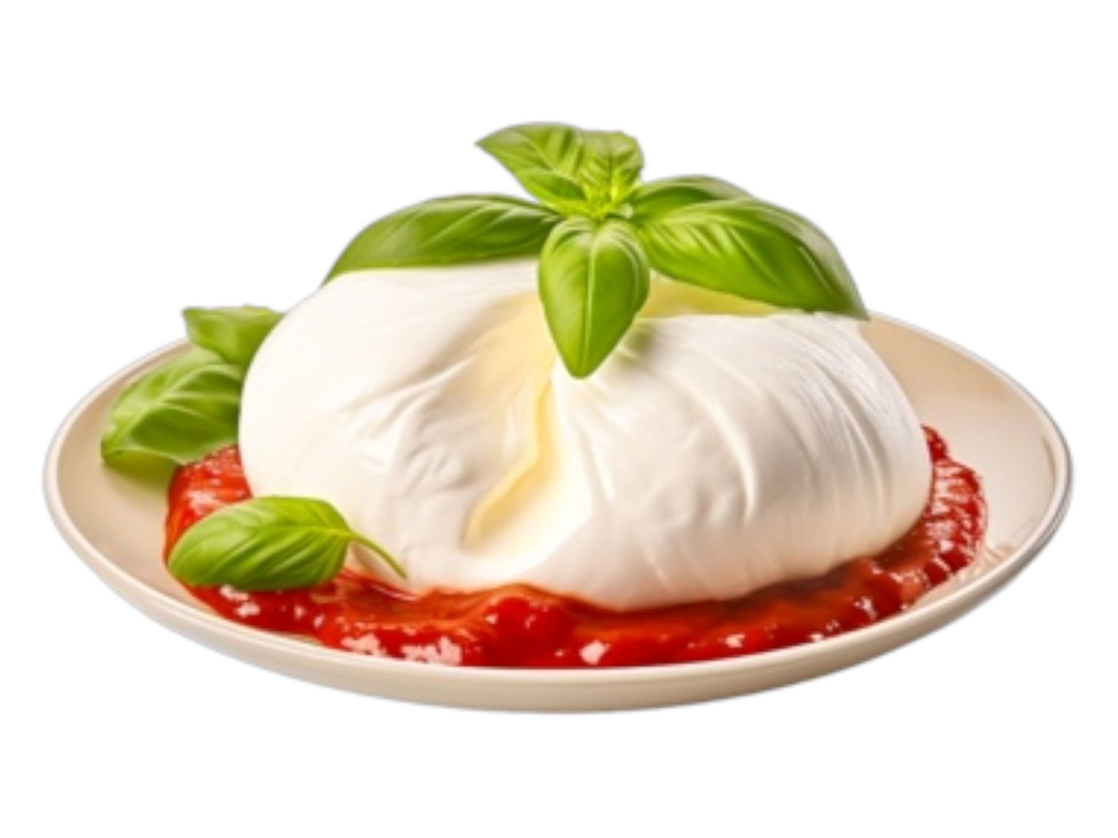 Fresh Italian Burrata cheese on Plate