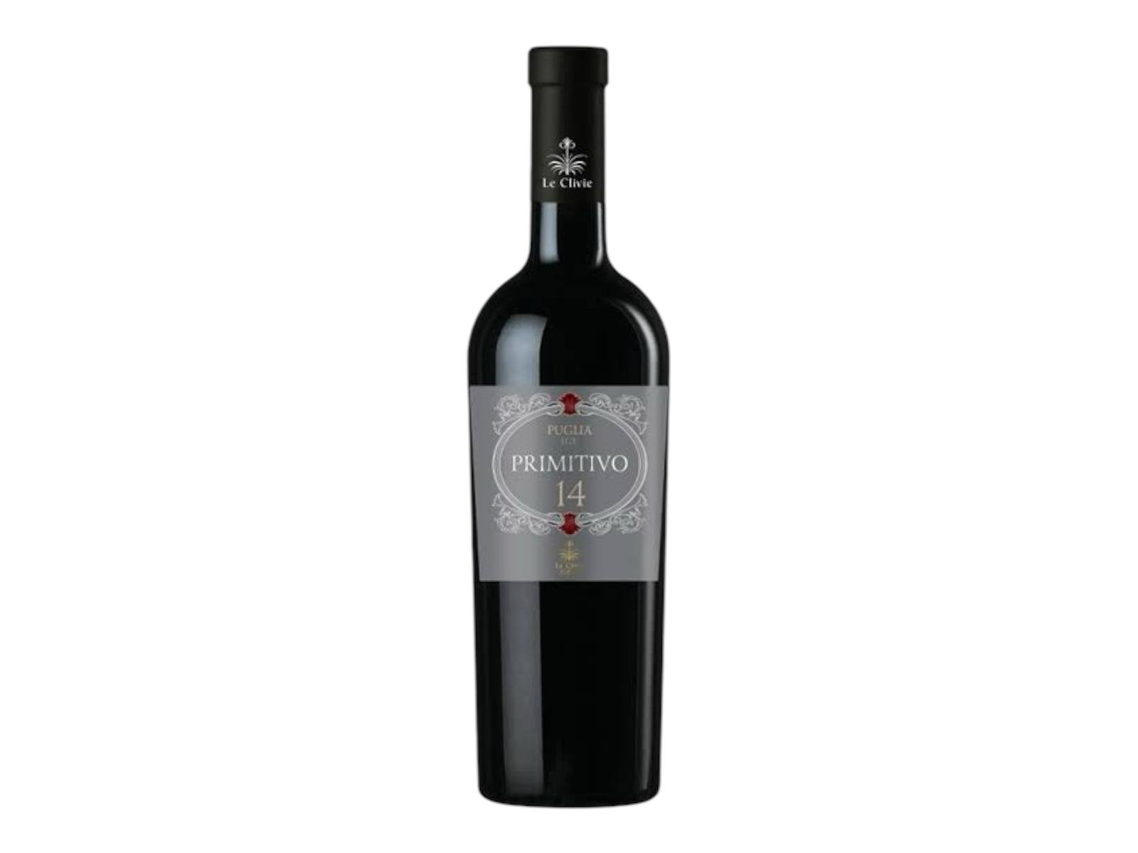 Bottle of Le Clivie Primitivo Puglia I.G.T. red wine